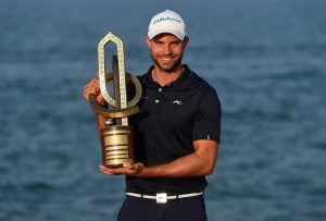 MUSCAT, OMAN - NOVEMBER 05:  Bernd Ritthammer of Germany poses with the trophy after winning the NBO Golf Classic Grand Final at Al Mouj Golf on November 5, 2016 in Muscat, Oman.  (Photo by Tom Dulat/Getty Images)