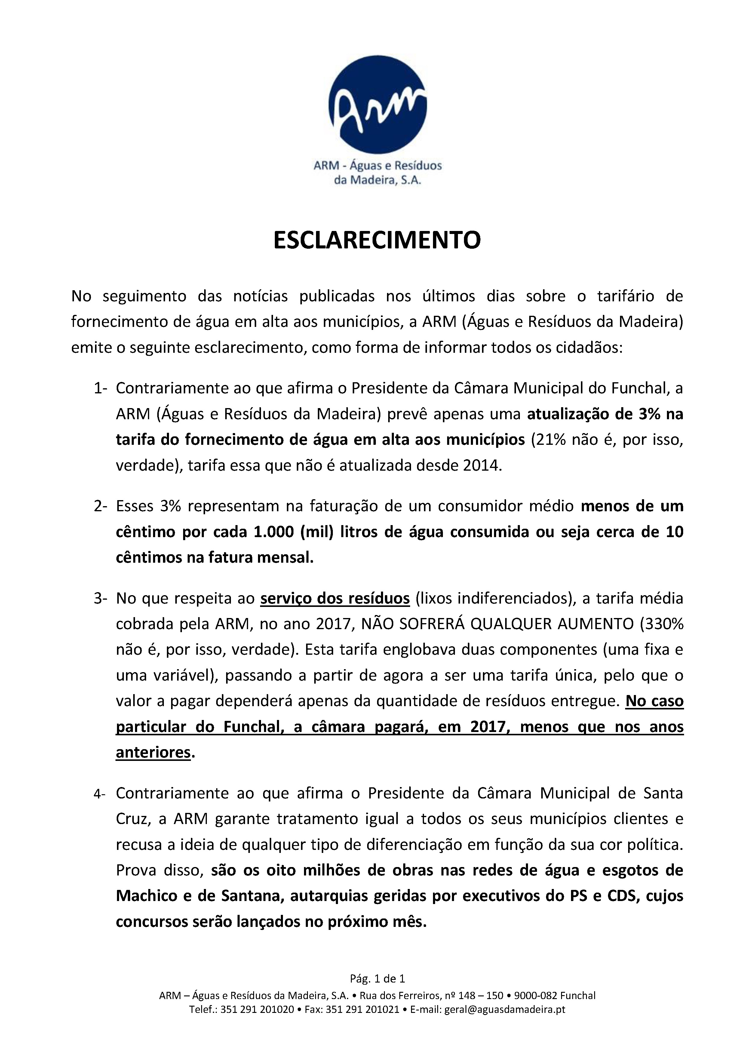 Esclarecimento ARM