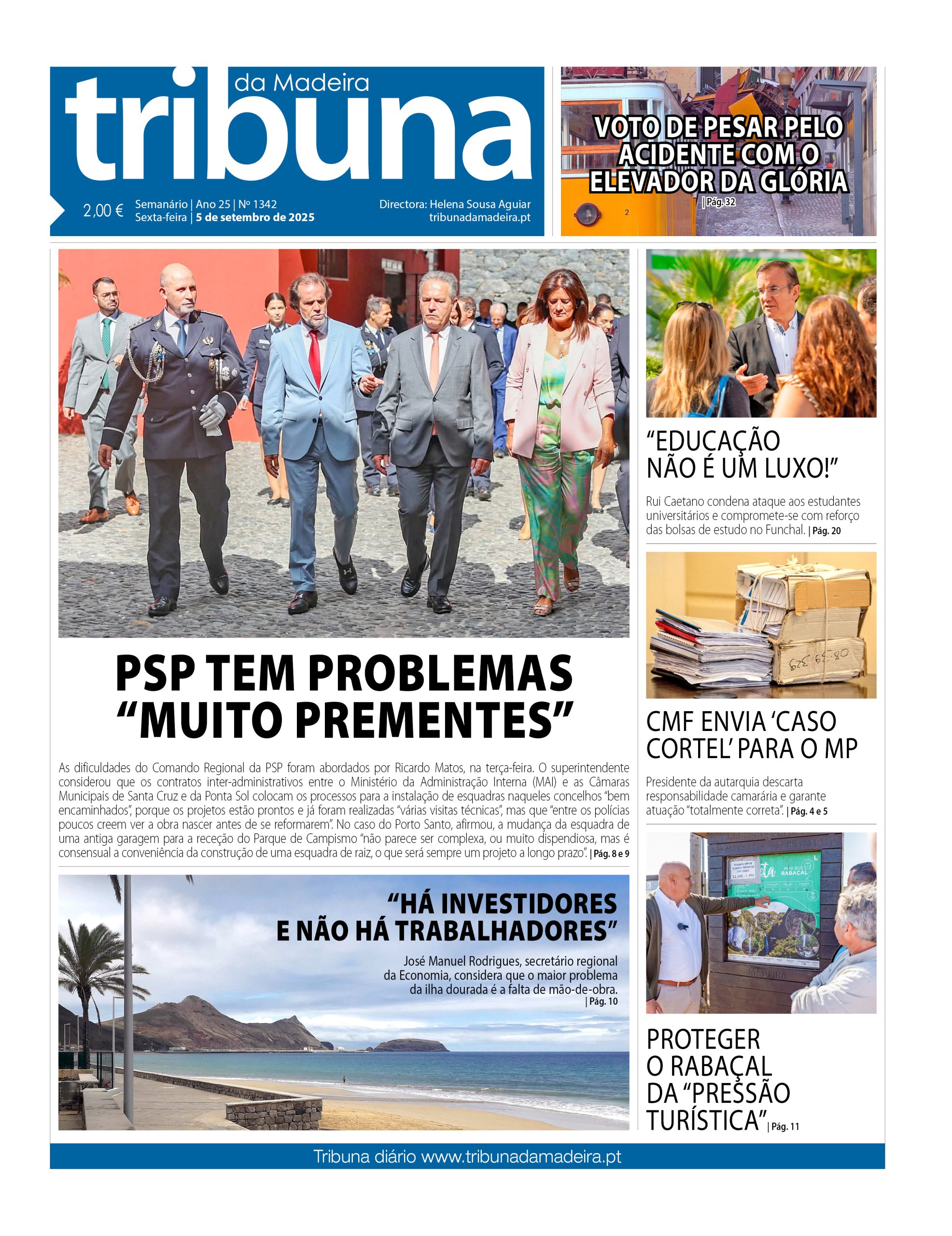 Capa do Semanário Tribuna da Madeira edição 1342