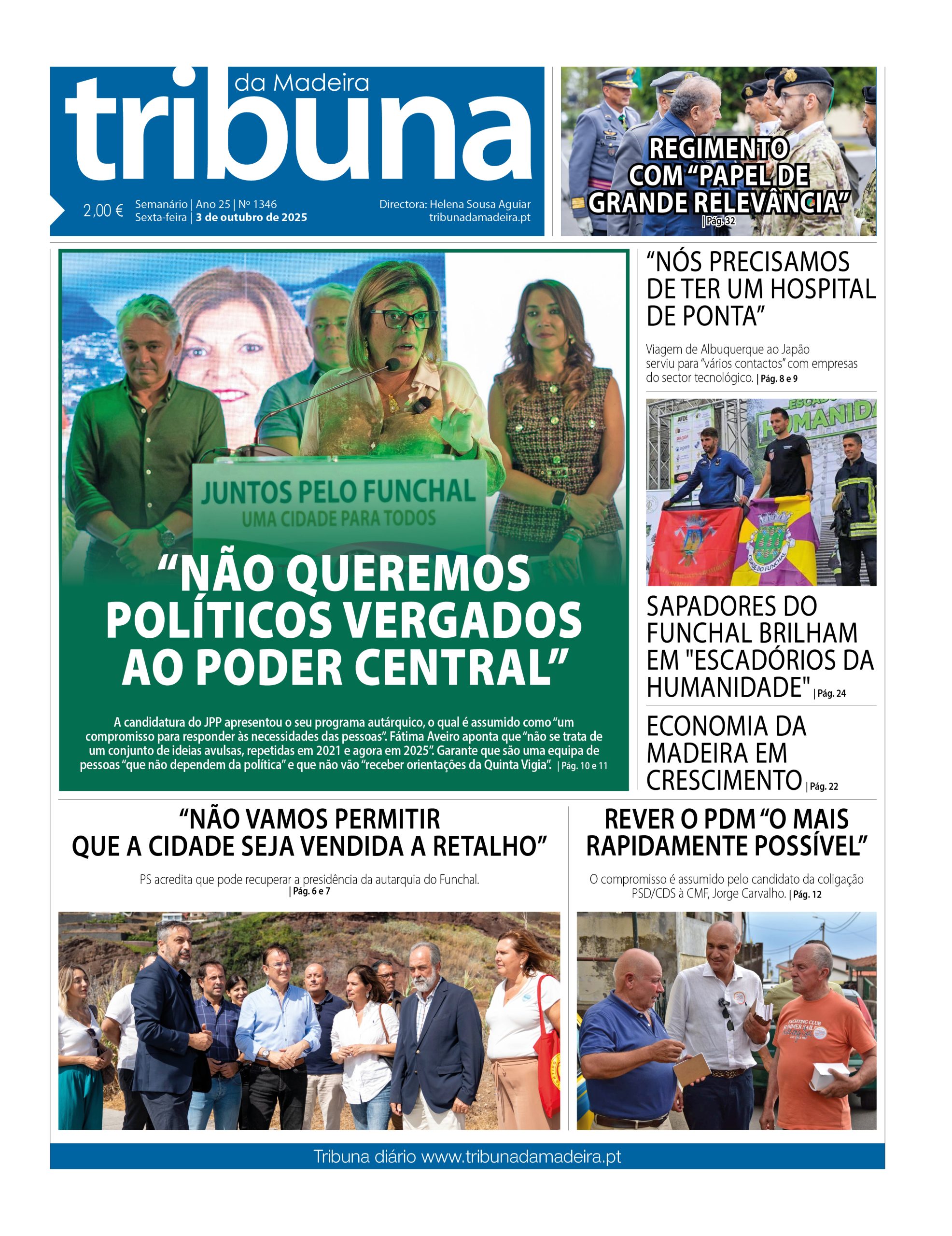 Capa do Semanário Tribuna da Madeira edição 1346