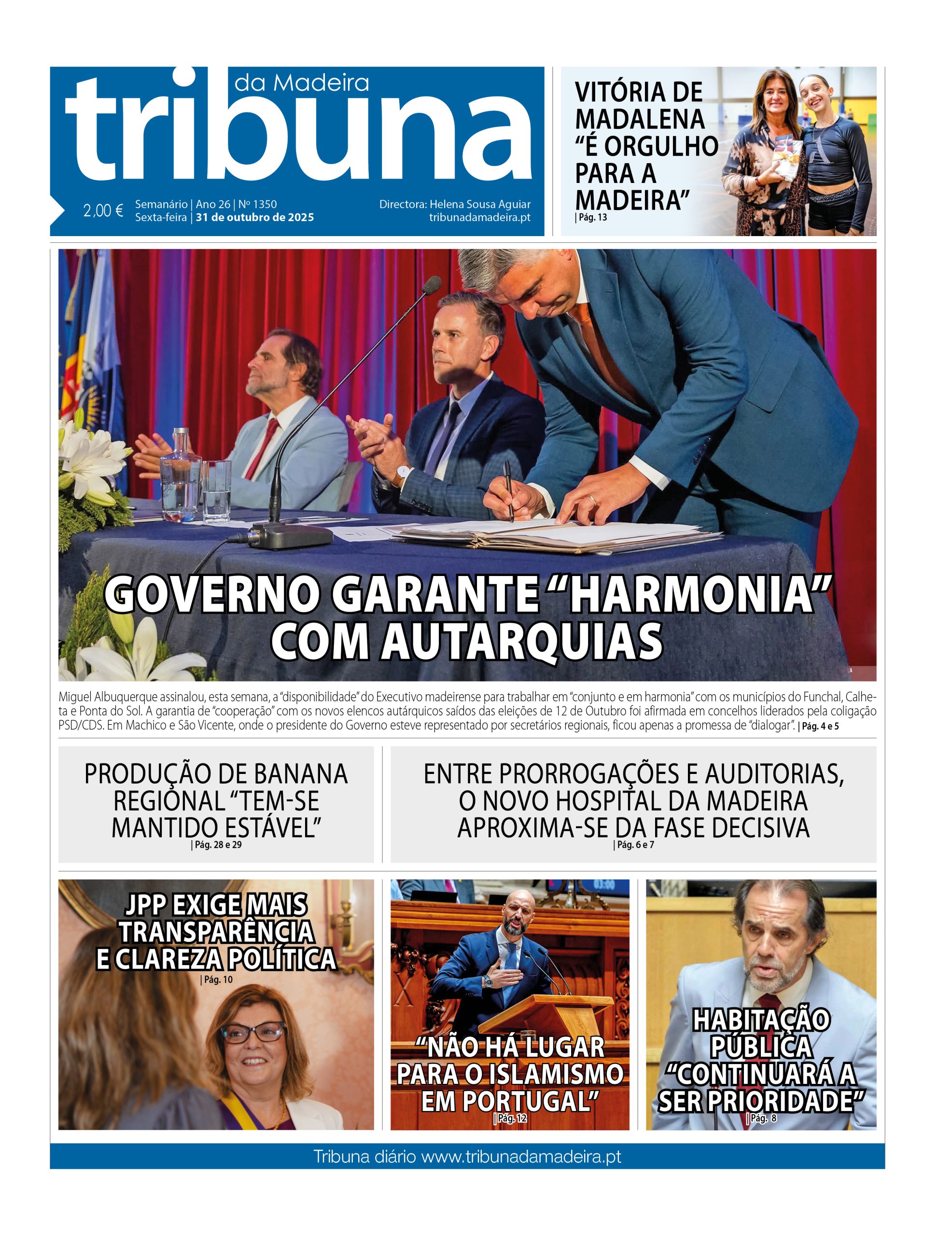 Capa do Semanário Tribuna da Madeira edição 1350