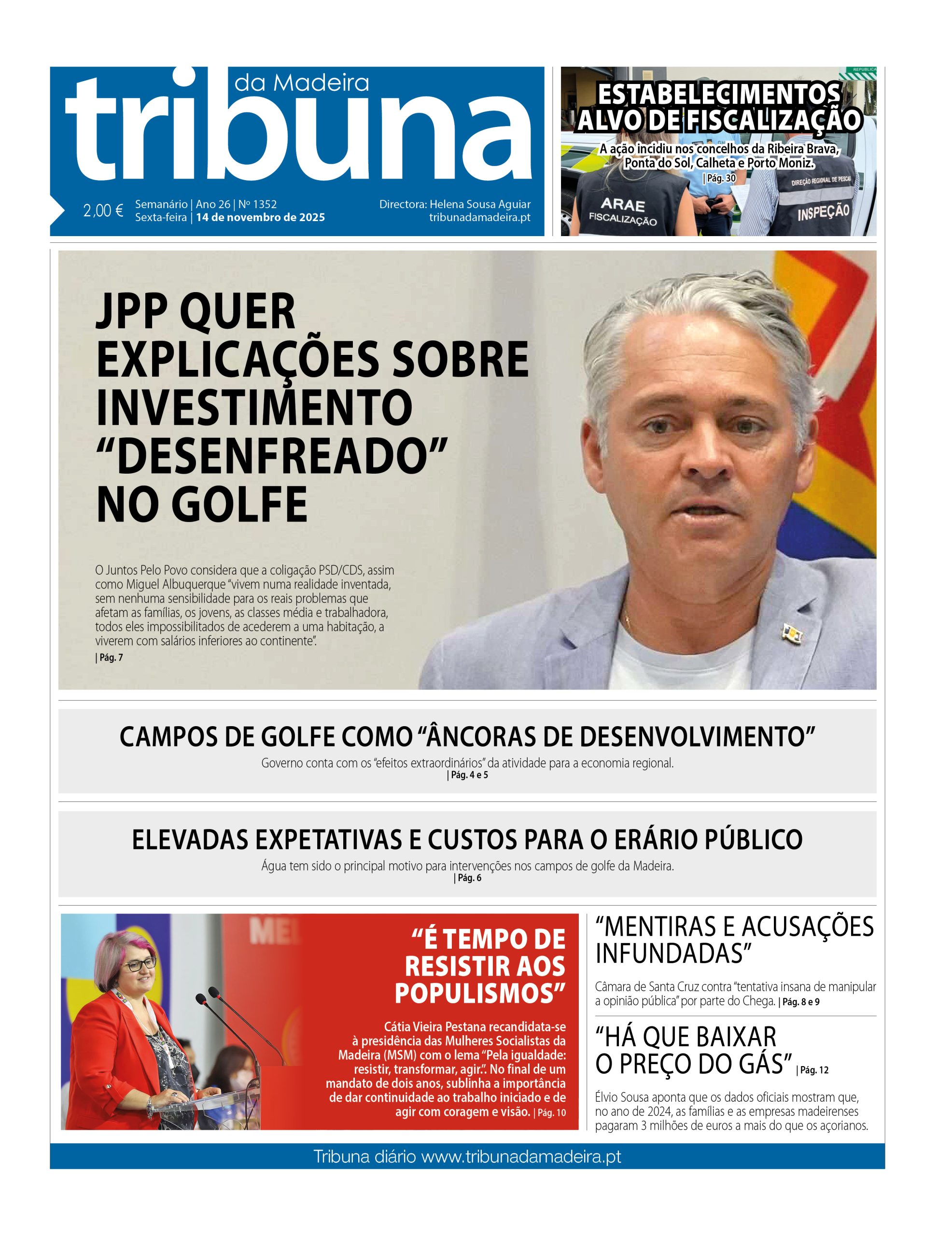 Capa do Semanário Tribuna da Madeira edição 1352