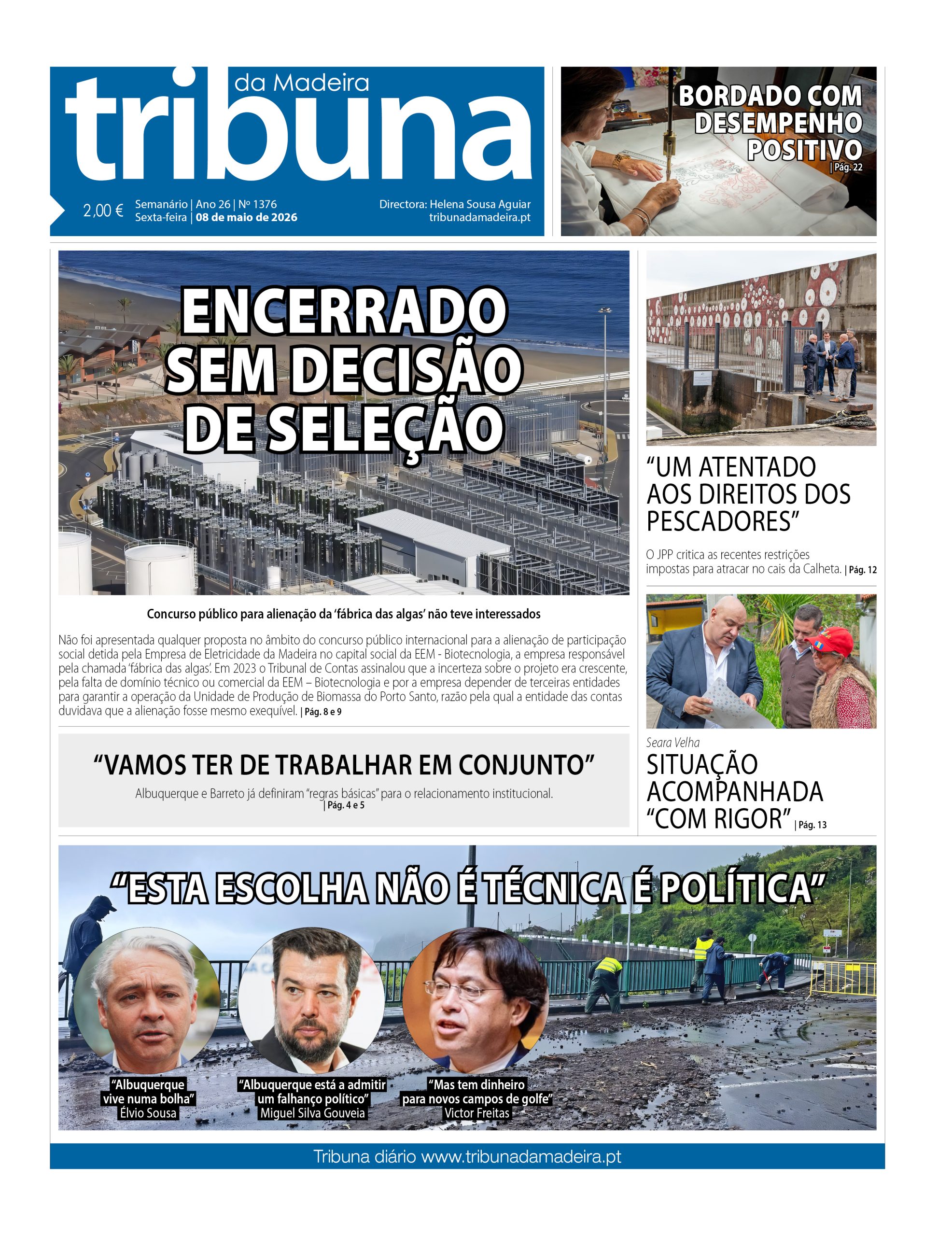 Capa do Semanário Tribuna da Madeira edição 1376