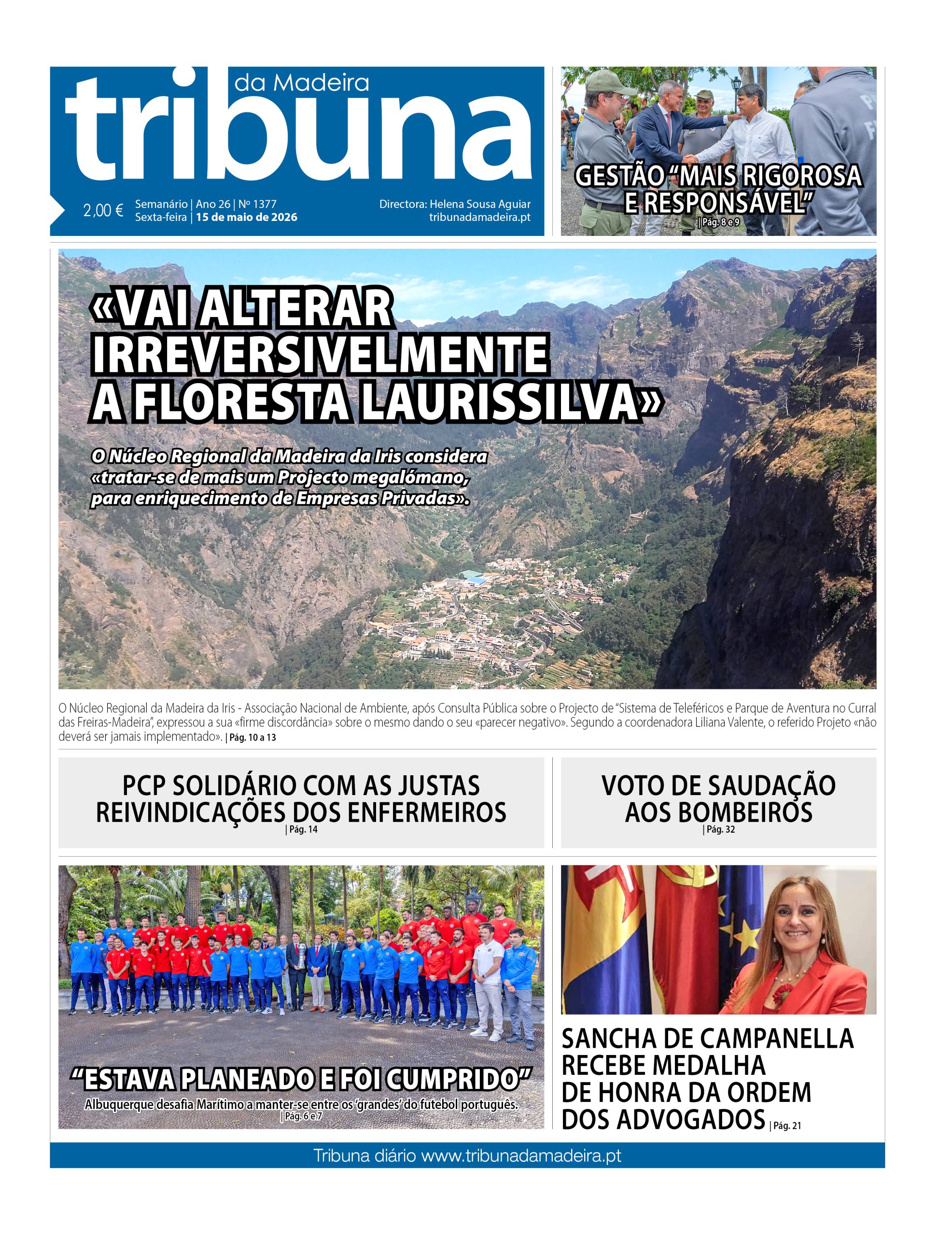 Capa do Semanário Tribuna da Madeira edição 1377