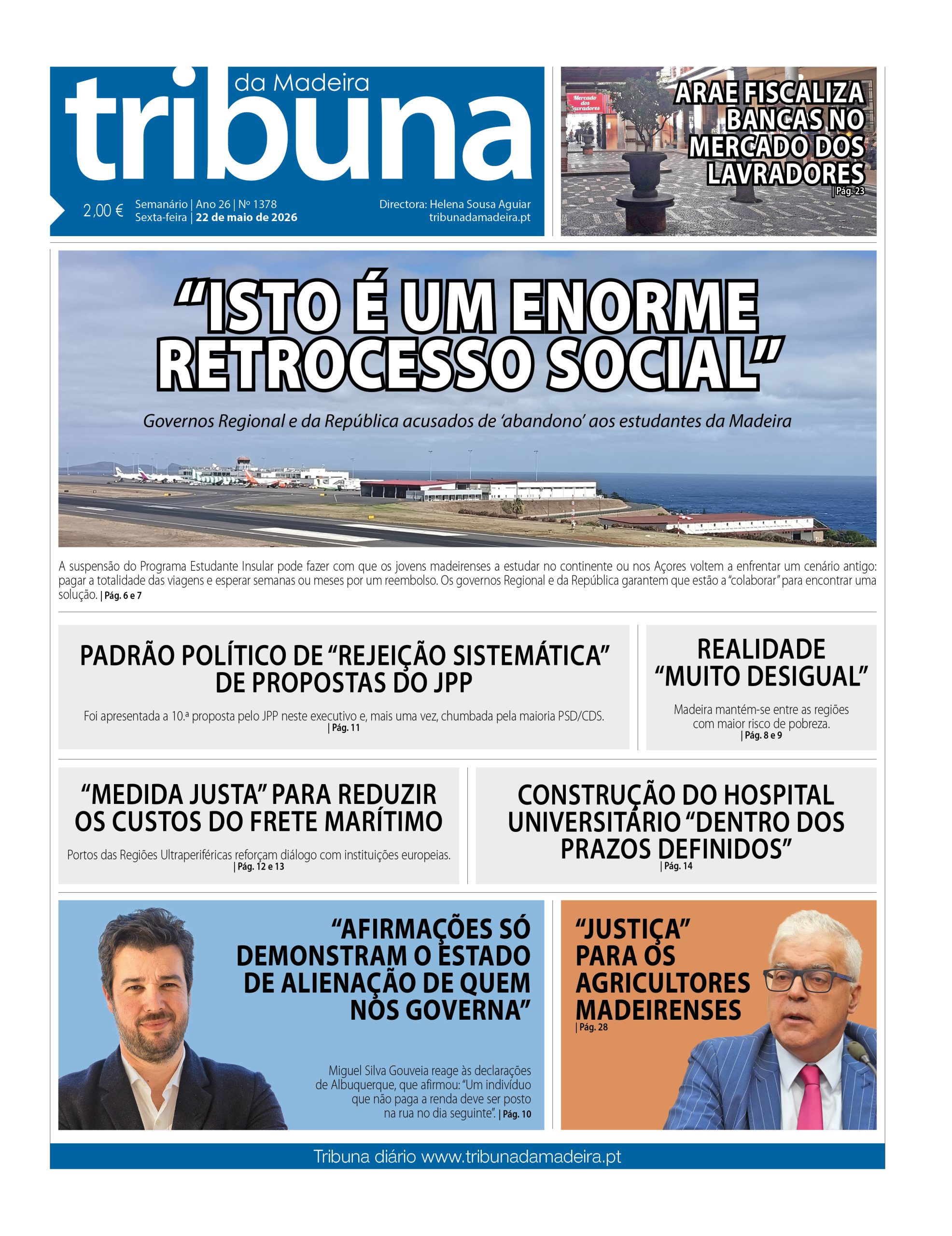 Capa do Semanário Tribuna da Madeira edição 1378