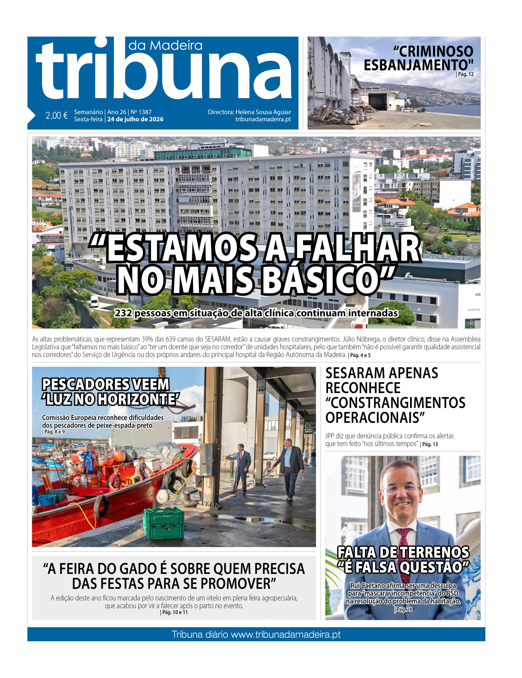 Capa do Semanário Tribuna da Madeira edição 1387