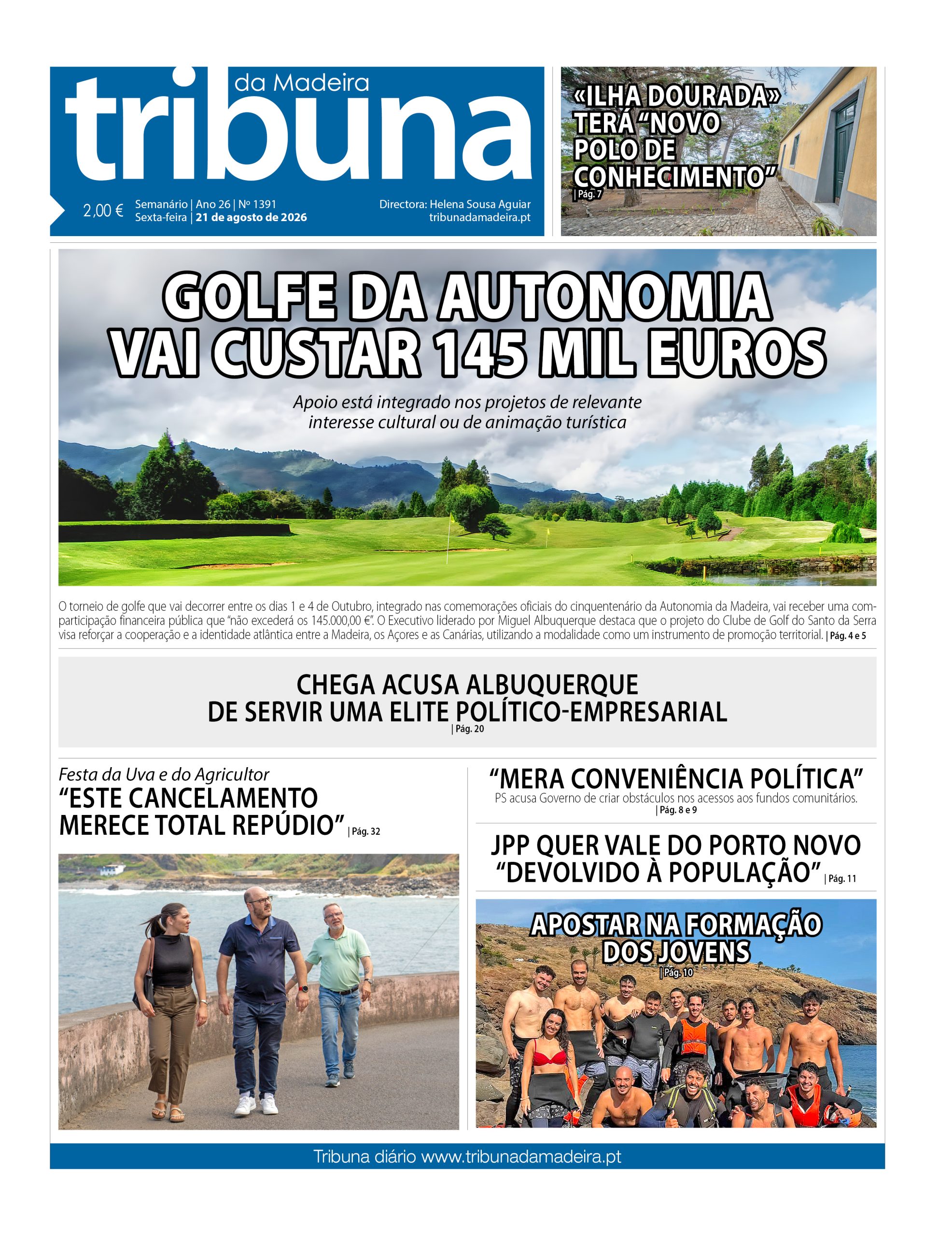 Capa do Semanário Tribuna da Madeira edição 1391