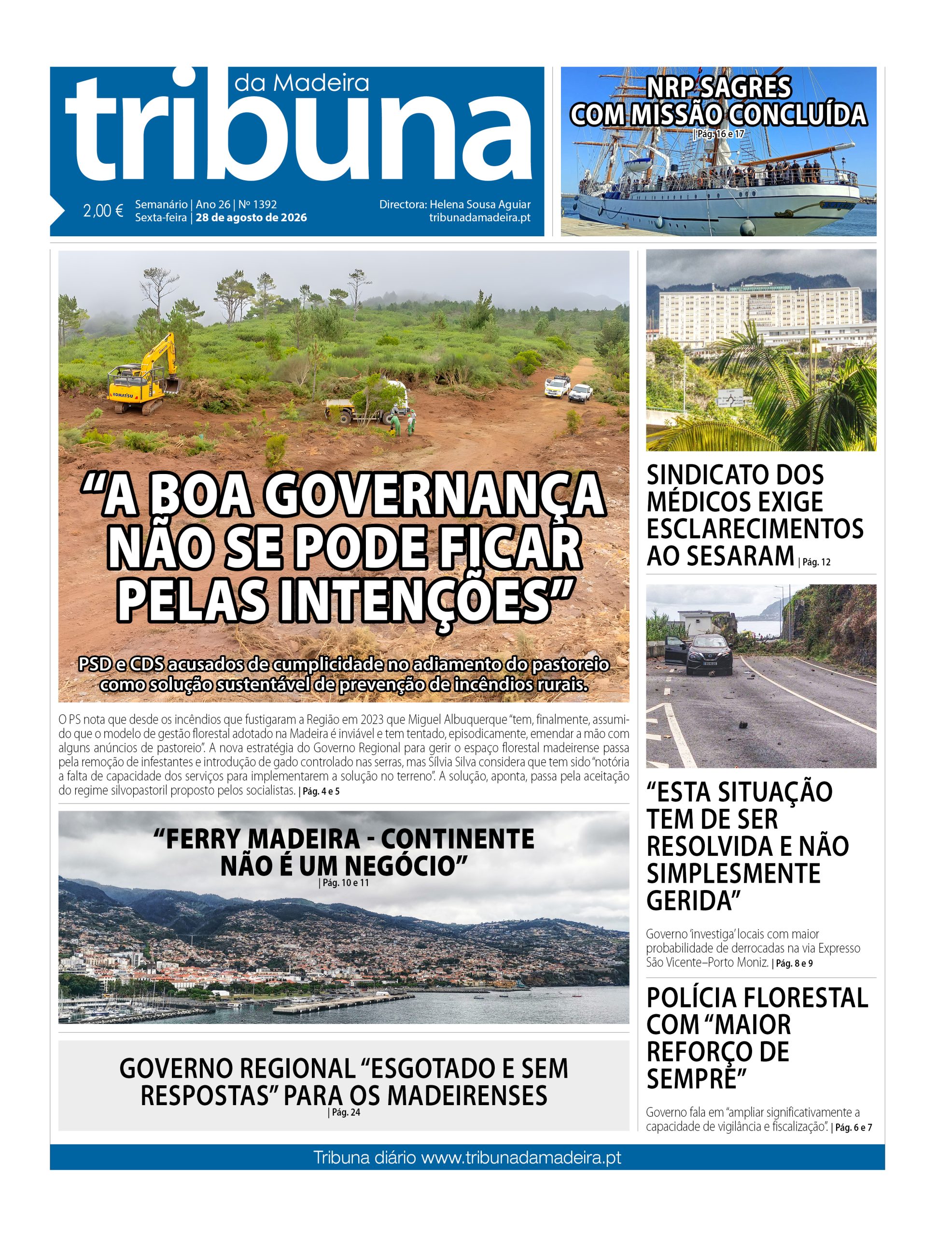 Capa do Semanário Tribuna da Madeira edição 1392