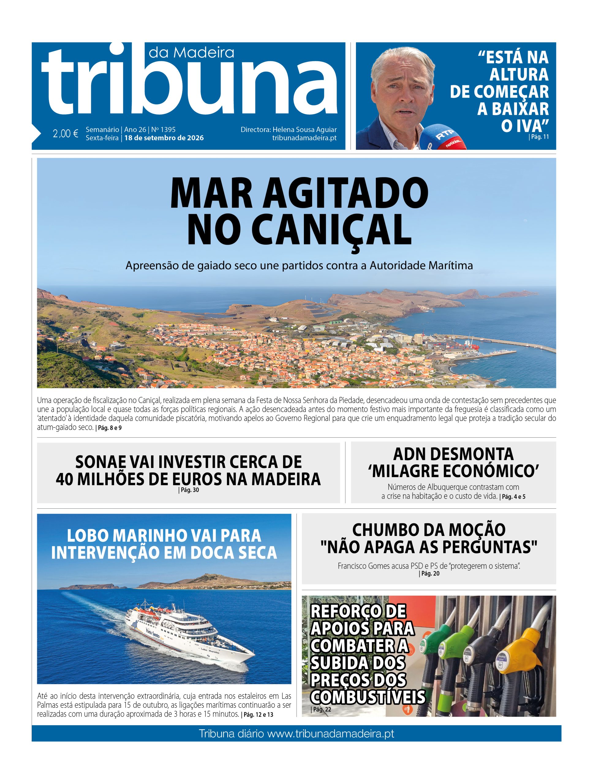 Capa do Semanário Tribuna da Madeira edição 1395
