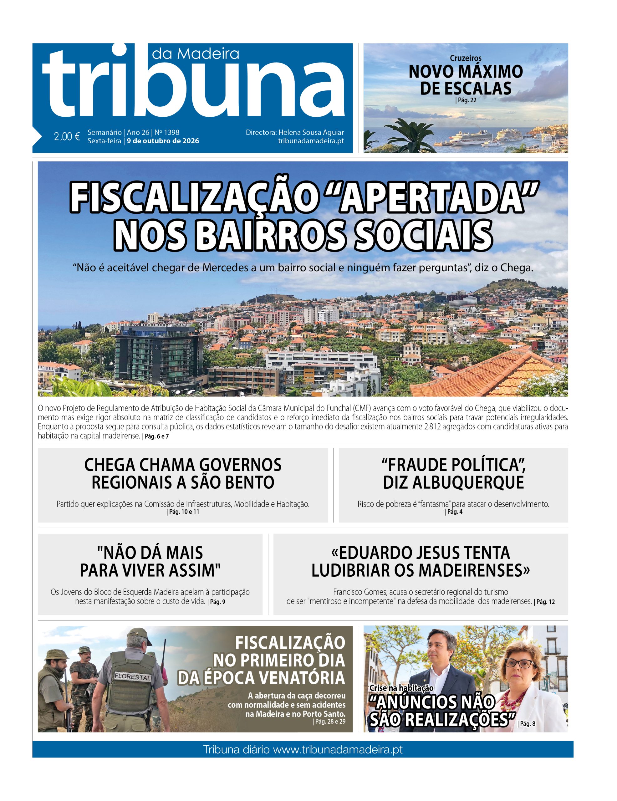Capa do Semanário Tribuna da Madeira edição 1398