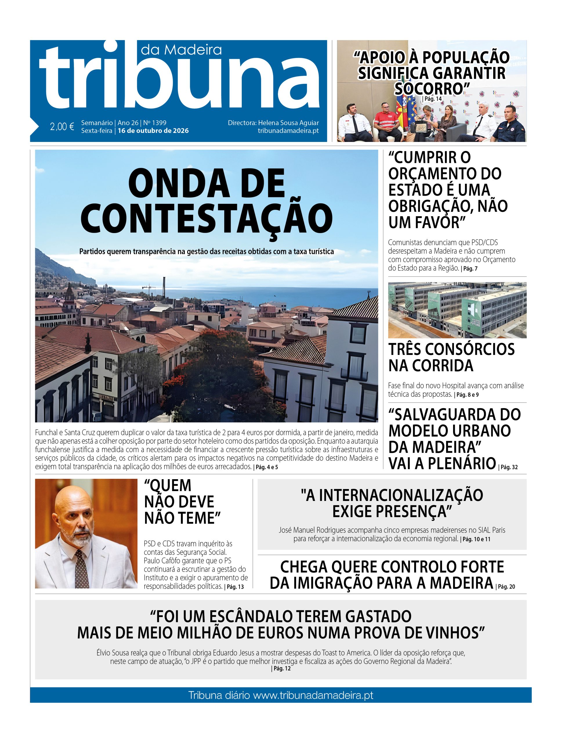 Capa do Semanário Tribuna da Madeira edição 1399
