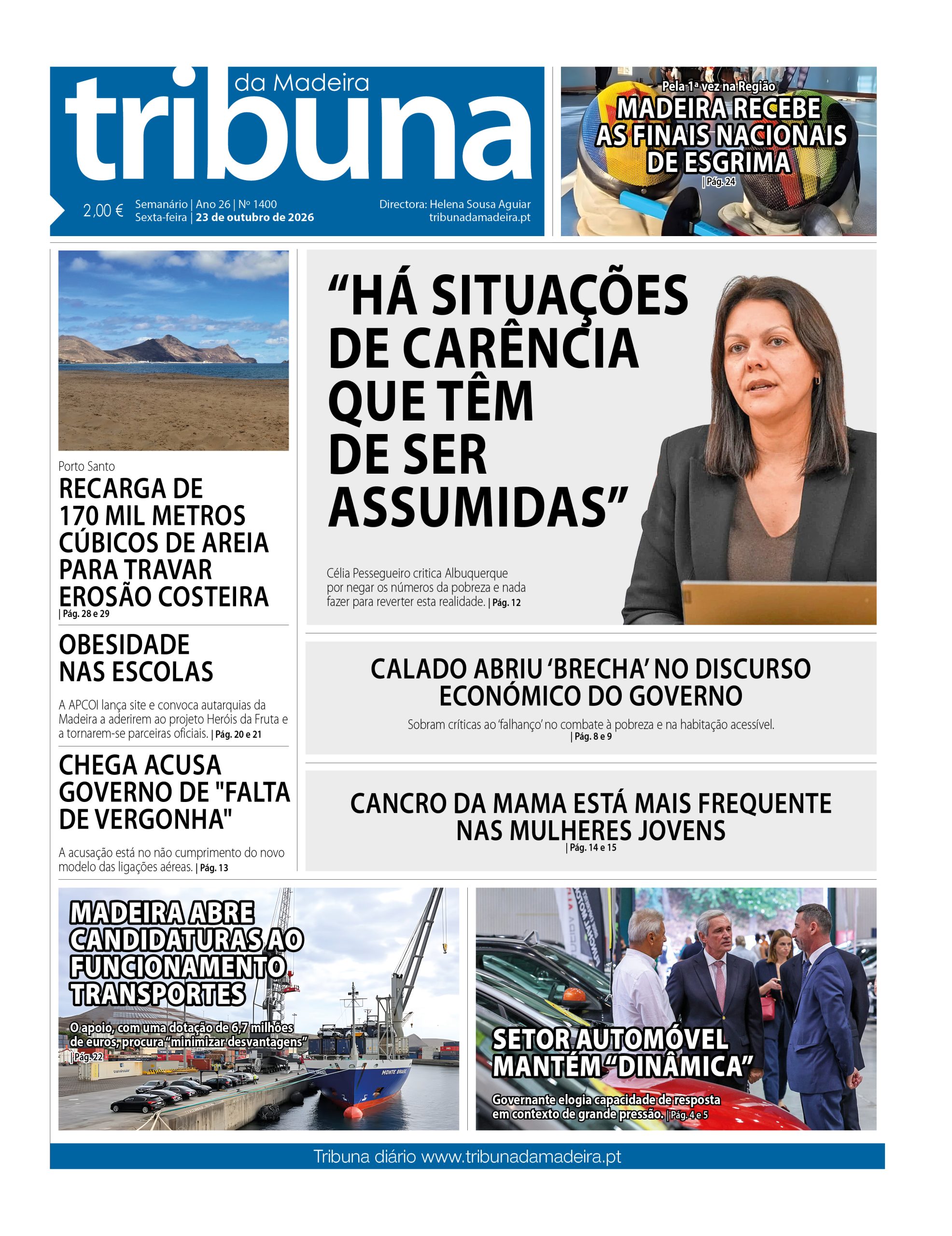 Capa do Semanário Tribuna da Madeira edição 1400